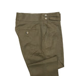 Mens Gurkha Pants Olive Green Slim Straight High Waist Flat Front Trousers 32