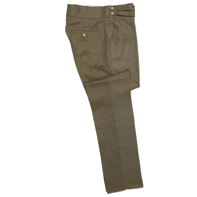 Mens Gurkha Pants Olive Green Slim Straight High Waist Flat Front Trousers 32