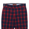 Mens Gurkha Pants Blue Red Check Textured Slim Straight High Waist Flat Front 32