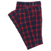 Mens Gurkha Pants Blue Red Check Textured Slim Straight High Waist Flat Front 32