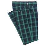 Mens Gurkha Pants Blue Green Plaid Wool Slim Straight High Waist Flat Front 32