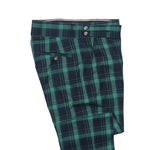 Mens Gurkha Pants Blue Green Plaid Wool Slim Straight High Waist Flat Front 32