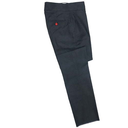 Mens Gurkha Pants Black Slim Straight High Waist Flat Front Denim Trousers 32