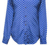 Mens Silk Shirt Button Up Blue Polka Dot Designer Dress Casual Beach Medium