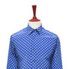 Mens Silk Shirt Button Up Blue Polka Dot Designer Dress Casual Beach Medium