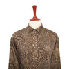 Mens Silk Shirt Button Up Brown Paisley Designer Dress Casual Hawaiian Beach XL