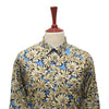 Mens Shirt Button Up Blue Yellow Floral Graphic Dress Casual Hawaiian Beach XL