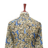 Mens Shirt Button Up Blue Yellow Floral Graphic Dress Casual Hawaiian Beach XL