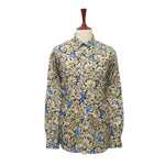 Mens Shirt Button Up Blue Yellow Floral Graphic Dress Casual Hawaiian Beach XL