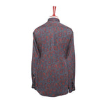 Mens Silk Shirt Button Up Gray Orange Red Paisley Designer Dress Casual Party XL