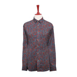 Mens Silk Shirt Button Up Gray Orange Red Paisley Designer Dress Casual Party XL