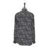 Mens Silk Shirt Button Up Gray Black Abstract Graphic Dress Casual Party XL