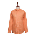 Mens Shirt Button Up Orange Polka Dot Linen Cotton Summer Dress Casual Beach XL