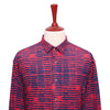 Mens Shirt Button Up Red Blue Geometric Dress Casual Hawaiian Beach Party XL