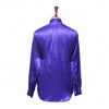 Mens Silk Shirt Button Up Purple Designer Dress Casual Punk Beach Party Medium