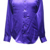 Mens Silk Shirt Button Up Purple Designer Dress Casual Punk Beach Party Medium