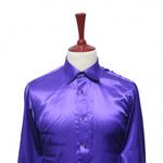 Mens Silk Shirt Button Up Purple Designer Dress Casual Punk Beach Party Medium