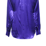 Mens Silk Shirt Button Up Purple Designer Dress Casual Punk Beach Party Medium