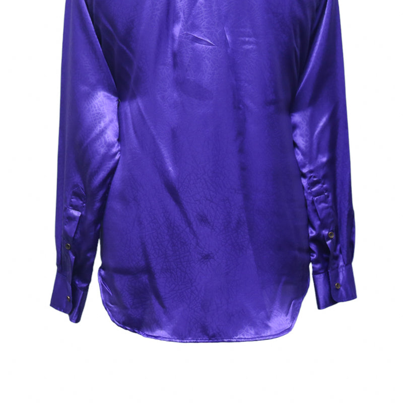 Mens Silk Shirt Button Up Purple Designer Dress Casual Punk Beach Party Medium