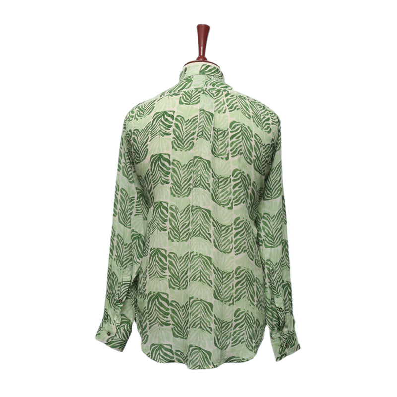 Mens Shirt Button Up Green Floral Graphic Print Casual Hawaiian Beach Medium