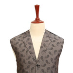 Mens Vest Suit Lapel Gray Paisley Geometric Dress Formal Wedding Waistcoat XL 46