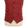 Mens Vest Suit Lapel Red Black Check Cotton Dress Formal Wedding Waistcoat XL 46