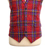 Mens Vest Suit Lapel Red Purple Plaid Wool Dress Formal Wedding Waistcoat XL 46