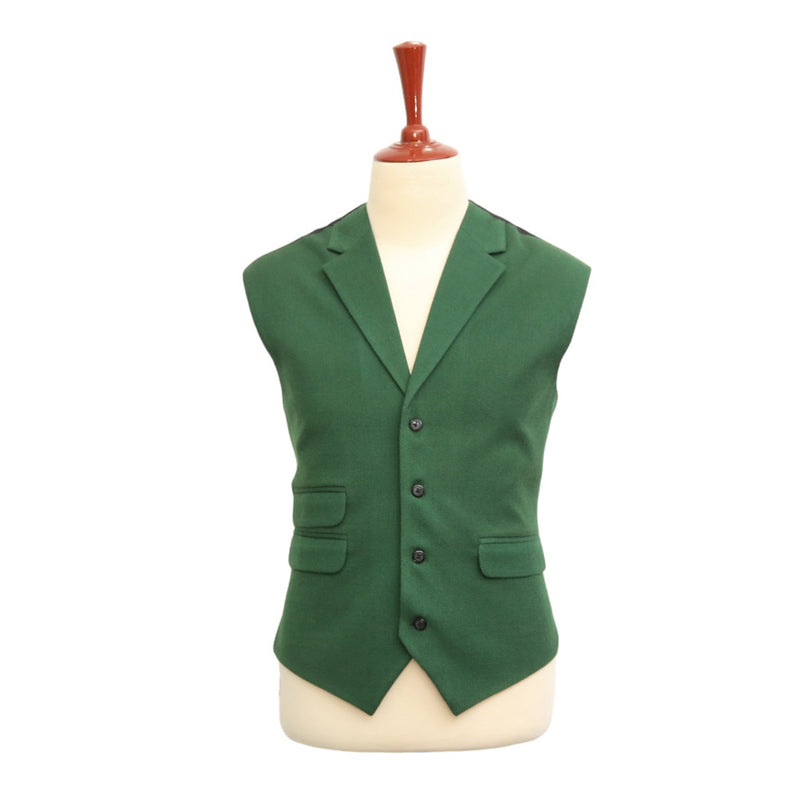 Mens Vest Suit Lapel Green Textured Cotton Dress Formal Wedding Waistcoat XL 46