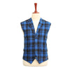 Mens Vest Suit Lapel Blue Black Plaid Check Wool Formal Wedding Waistcoat XL 46