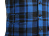 Mens Vest Suit Lapel Blue Black Plaid Check Wool Formal Wedding Waistcoat XL 46