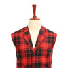 Mens Vest Suit Lapel Red Black Plaid Wool Dress Formal Wedding Waistcoat XL 46