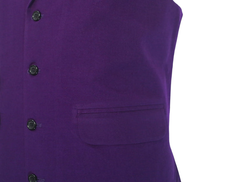 Mens Vest Suit Lapel Purple Wool Handmade Dress Formal Wedding Waistcoat XL 46