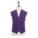 Mens Vest Suit Lapel Purple Wool Handmade Dress Formal Wedding Waistcoat XL 46