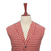 Mens Vest Suit Lapel Red White Check Wool Dress Formal Wedding Waistcoat XL 46