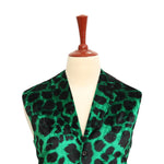 Mens Vest Suit Lapel Green Black Leopard Print Velvet Formal Waistcoat XL 46