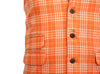 Mens Vest Suit Lapel Orange Plaid Wool Dress Formal Wedding Waistcoat XL 46