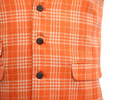 Mens Vest Suit Lapel Orange Plaid Wool Dress Formal Wedding Waistcoat XL 46