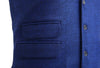 Mens Vest Suit Lapel Blue Textured Wool Dress Formal Wedding Waistcoat XL 46