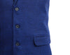 Mens Vest Suit Lapel Blue Textured Wool Dress Formal Wedding Waistcoat XL 46