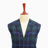 Mens Vest Suit Lapel Blue Green Plaid Wool Dress Formal Wedding Waistcoat XL 46