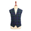 Mens Vest Suit Lapel Blue Green Plaid Wool Dress Formal Wedding Waistcoat XL 46