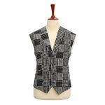 Mens Vest Suit Lapel Black White Geometric Abstract Dress Formal Waistcoat XL 46