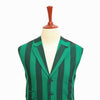 Mens Vest Suit Lapel Green Striped Wool Dress Formal Wedding Waistcoat XL 46