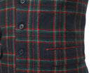 Mens Vest Suit Lapel Blue Green Red Plaid Wool Dress Formal Waistcoat XL 46