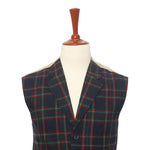 Mens Vest Suit Lapel Blue Green Red Plaid Wool Dress Formal Waistcoat XL 46