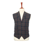 Mens Vest Suit Lapel Blue Green Red Plaid Wool Dress Formal Waistcoat XL 46