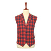 Mens Vest Suit Lapel Red Blue Plaid Check Wool Formal Wedding Waistcoat XL 46