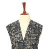 Mens Vest Suit Lapel Blue Tribal Abstract Geometric Dress Formal Waistcoat XL 46