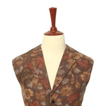 Mens Vest Suit Lapel Brown Floral Wool Handmade Formal Wedding Waistcoat XL 46