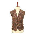 Mens Vest Suit Lapel Brown Floral Wool Handmade Formal Wedding Waistcoat XL 46